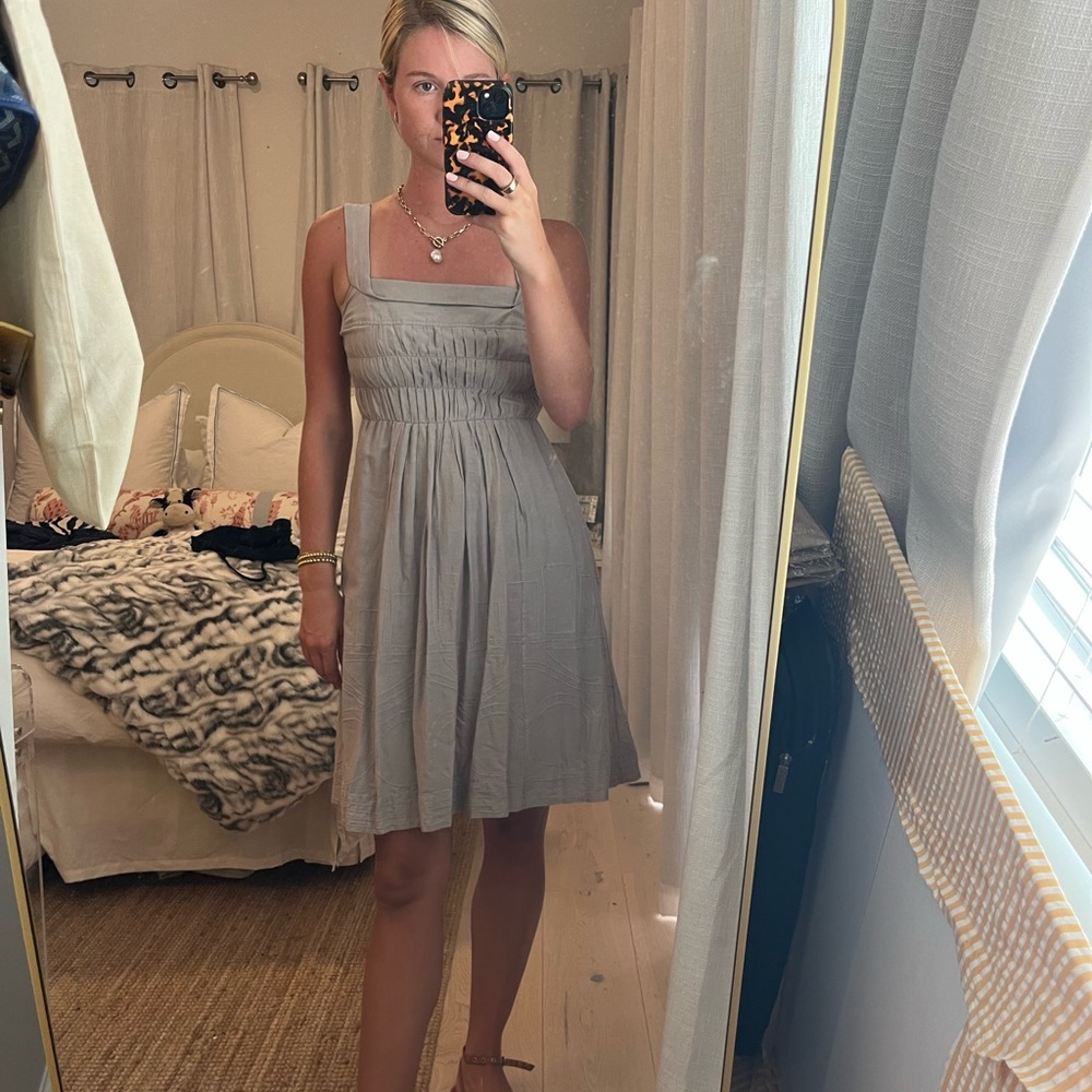 Vince Gray Sleeveless Pleated Mini Sundress